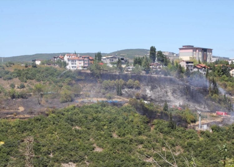 İzmit’te çalılık alanda çıkan yangın söndürüldü