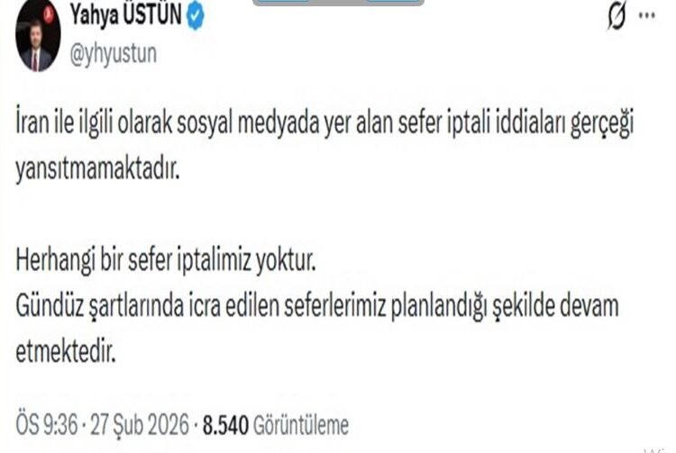 THY’den İran Uçuşlarıyla İlgili Net Mesaj: Seferler Devam Ediyor