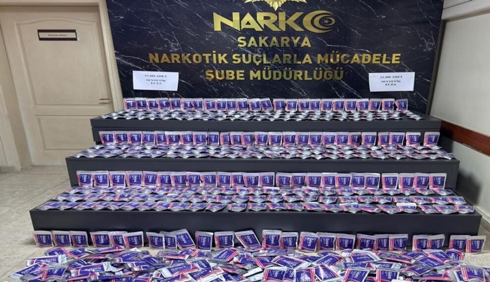 Sakarya’da kaçan cipte 33 bin 400 sentetik hap ele geçirildi